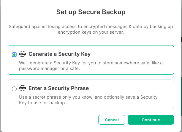 secure backup of securitykey step2